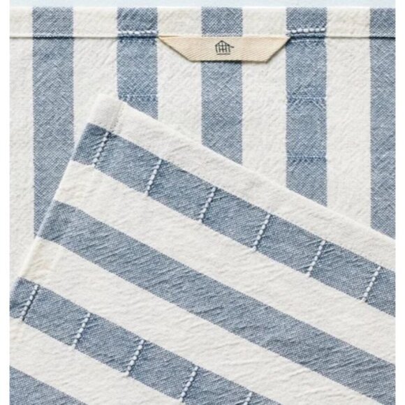 Hearth & Hand Magnolia Textured Stripe & Grid Lines Flour Sack Towel Blue, Gold‎ - Picture 5 of 9